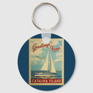 Catalina Island Sailboot Vintage Travel California Sleutelhanger