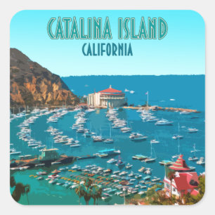 Catalina Island Santa Catalina California Vintage Vierkante Sticker
