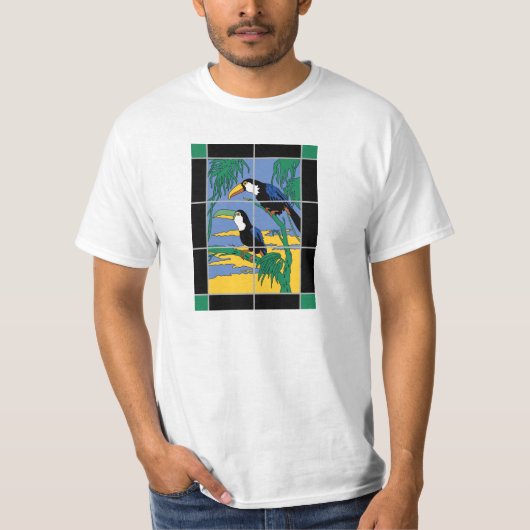 Catalina Island Tile Toucan Mural Design T-shirt (Voorkant)