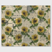 catalogi en zonnebloemen cadeaupapier (Vlak)