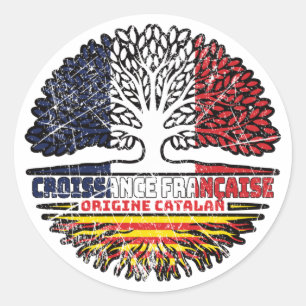 Catalonië Catalaans Frankrijk - Vlaggen boomkorren Ronde Sticker