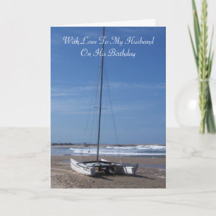 Catamaran Boat Personalised Husband Birthday Kaart