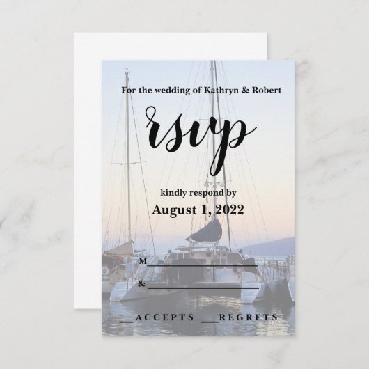 Catamaran in Lahaina Harbour Wedding RSVP (Voorkant / Achterkant)