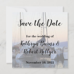 Catamaran in Lahaina Harbour Wedding Save the Date Aankondiging
