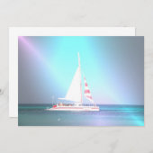 Catamaran Sailboot Invitation Kaart (Voorkant / Achterkant)