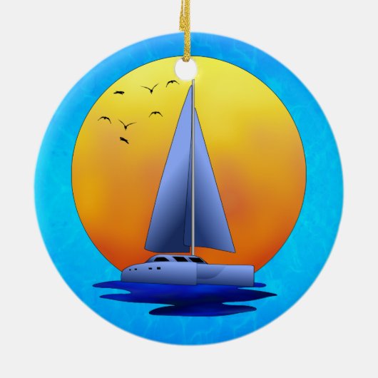 Catamaran Sailing Keramisch Ornament (Achterkant)