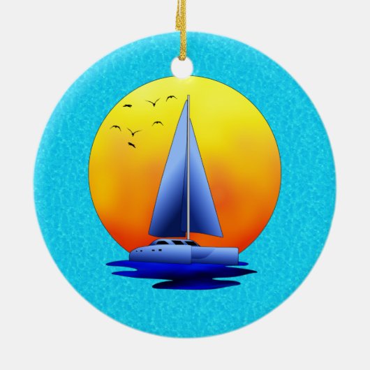 Catamaran Sailing Keramisch Ornament (Achterkant)