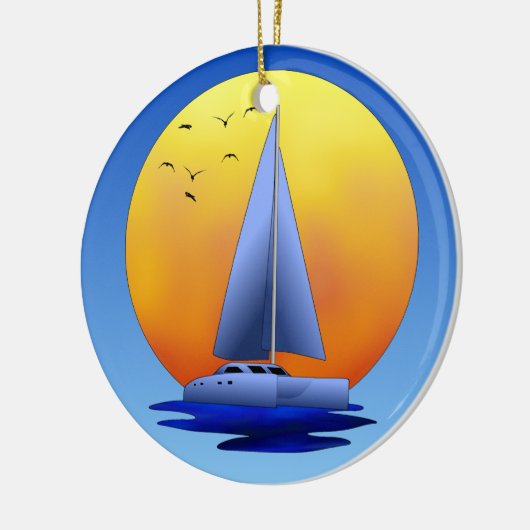 Catamaran Sailing Keramisch Ornament (Links)