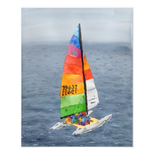 Catamaran Zeilboot Fotografie Wand Kunst Afdruk (Voorkant)