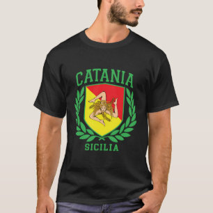 Catania Sicilia vlag en schip met Trinacria Sic T-shirt