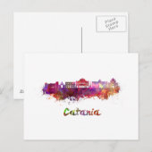Catania skyline in watercolor briefkaart (Voorkant / Achterkant)