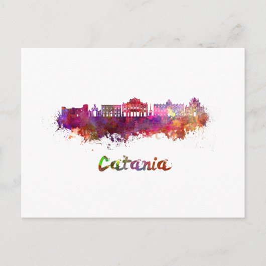 Catania skyline in watercolor briefkaart (Voorkant)