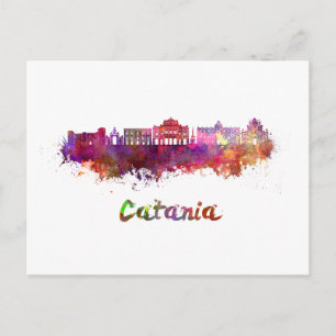 Catania skyline in waterverf briefkaart