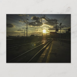 Catania-spoorlijn in zonsondergang briefkaart