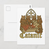 Catanic - middeleeuwse kattencultmeme briefkaart (Voorkant / Achterkant)