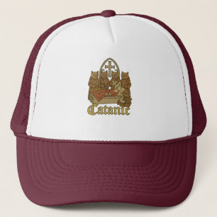 Catanic - middeleeuwse kattencultmeme trucker pet