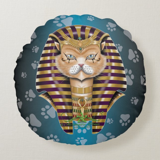 CATankhaMEOW Rond Kussen (Voorkant)