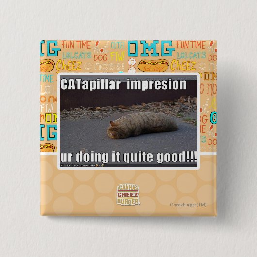 CATapillar Vierkante Button 5,1 Cm (Voorkant)