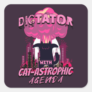Catastrofale grappige boze kat citaat vierkante sticker