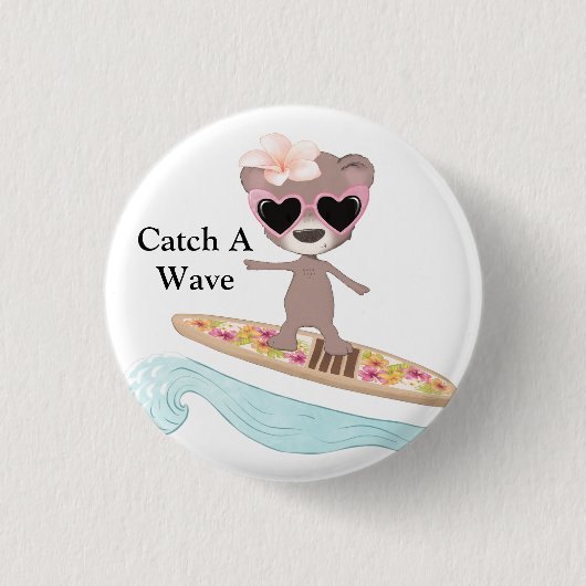 Catch A Wave-surfster Ronde Button 3,2 Cm (Voorkant)