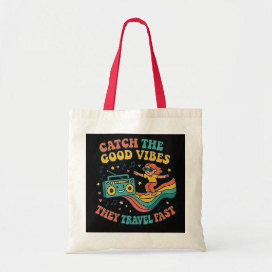 Catch the Good Vibes Retro Skateboarder Sac fourre (Devant)