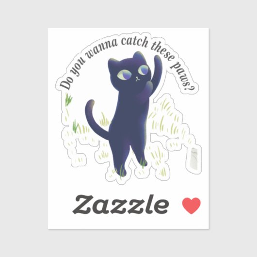Catch These Paws – Playful Midnight Kitty Sticker (Vel)