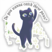 Catch These Paws – Playful Midnight Kitty Sticker (Voorkant)