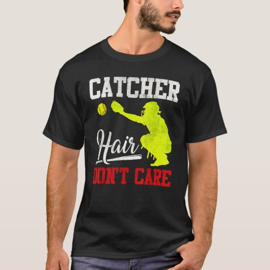 Catcher Hair maakt niet uit - Softball Catcher Gir T-shirt (Voorkant)