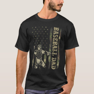Catcher Honkbal  Mannen Honkbal Vader Camo Amerika T-shirt