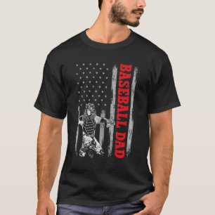 Catcher-honkbal voor mannen Amerikaanse vlag honkb T-shirt