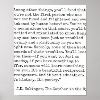 Catcher in de Rye Quote Poster