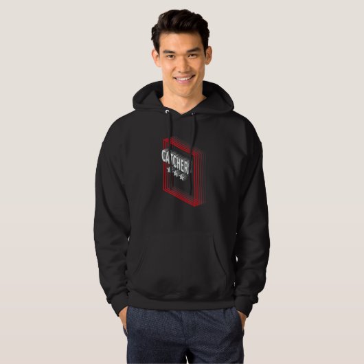 Catcher Job Title Appreciation Retro Hoodie (Voorkant volledig)