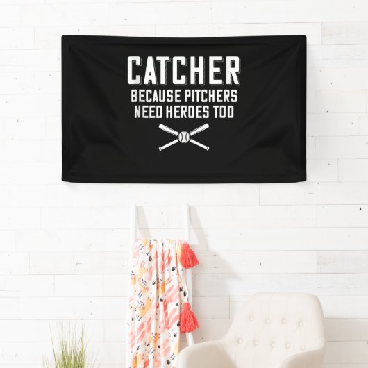 Catcher omdat Pitchers hondenbonen nodig hebben Spandoek (Insitu)