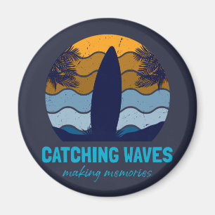 Catching Waves Retro Surfboard Strandkunst Magneet
