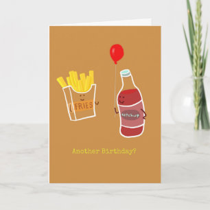 Catchup biedt een ballon aan enkele frites. kaart