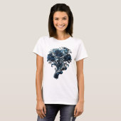 Catchy Silver BLUE ROSES Slogan T-shirt (Voorkant volledig)