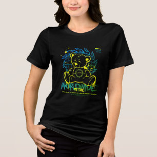 Catchy & Trendy: Wereldwijd Street Style Teddy Bea Tri-Blend Shirt