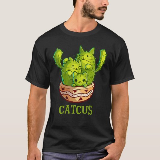 Catcus Cute Cat And Cactus Mexican Cactus Cinco De T-shirt (Voorkant)
