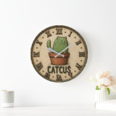 Catcus Funny Cactus Cat Grote Klok (Huis)