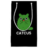 Catcus Funny Cat Cactus Pun Dark BG Klein Cadeauzakje (Voorkant)