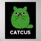 Catcus Funny Cat Cactus Pun Dark BG Poster (Voorkant)