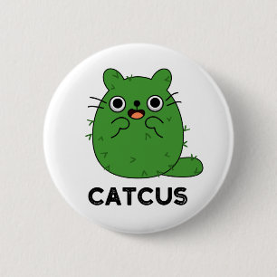 Catcus Funny Cat Cactus Pun Ronde Button 5,7 Cm