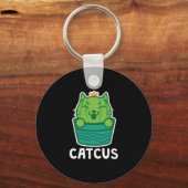 Catcus Funny Cat Lover Succulent Cactus Sleutelhanger (Voorkant)