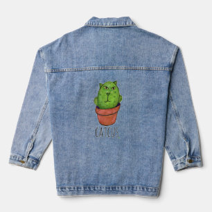 Catcus Funny Pet Cactus Kat Art Denim Jacket