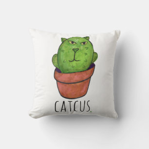 Catcus Pet Cactus Fun Cartoon Cat Mashup Kussen