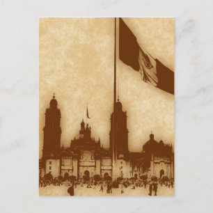 Catedral en el Zocalo del DF con la Bandera 11 Briefkaart