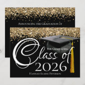 Catégorie de 2025 Faire-part de graduation noire (Devant / Derrière)