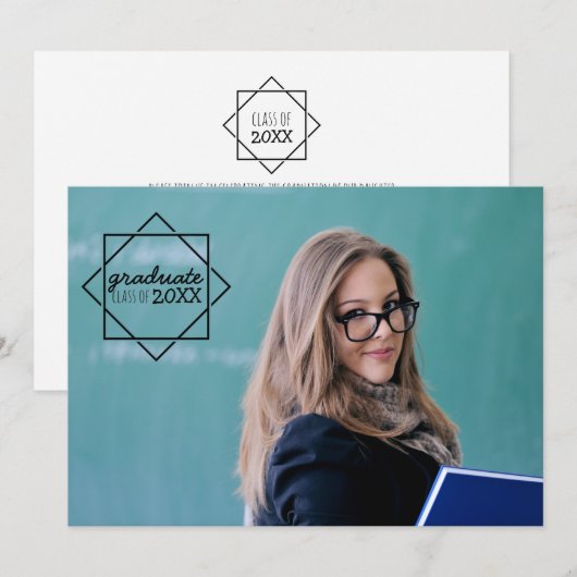 Catégorie de diplômés - Invitations de photos (Devant / Derrière)