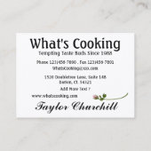 Cateraar / feestplanner / voedingsmiddelenindustri visitekaartje (Achterkant)