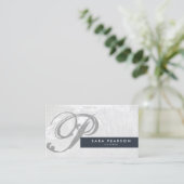 Cateraar Subtiel Grunge Monogram Visitekaartje (Staand voorkant)